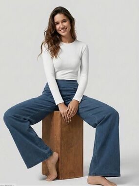 👖🩵💙 BNWT HALARA Wide Leg High-Rise Denim 🩵💙👖